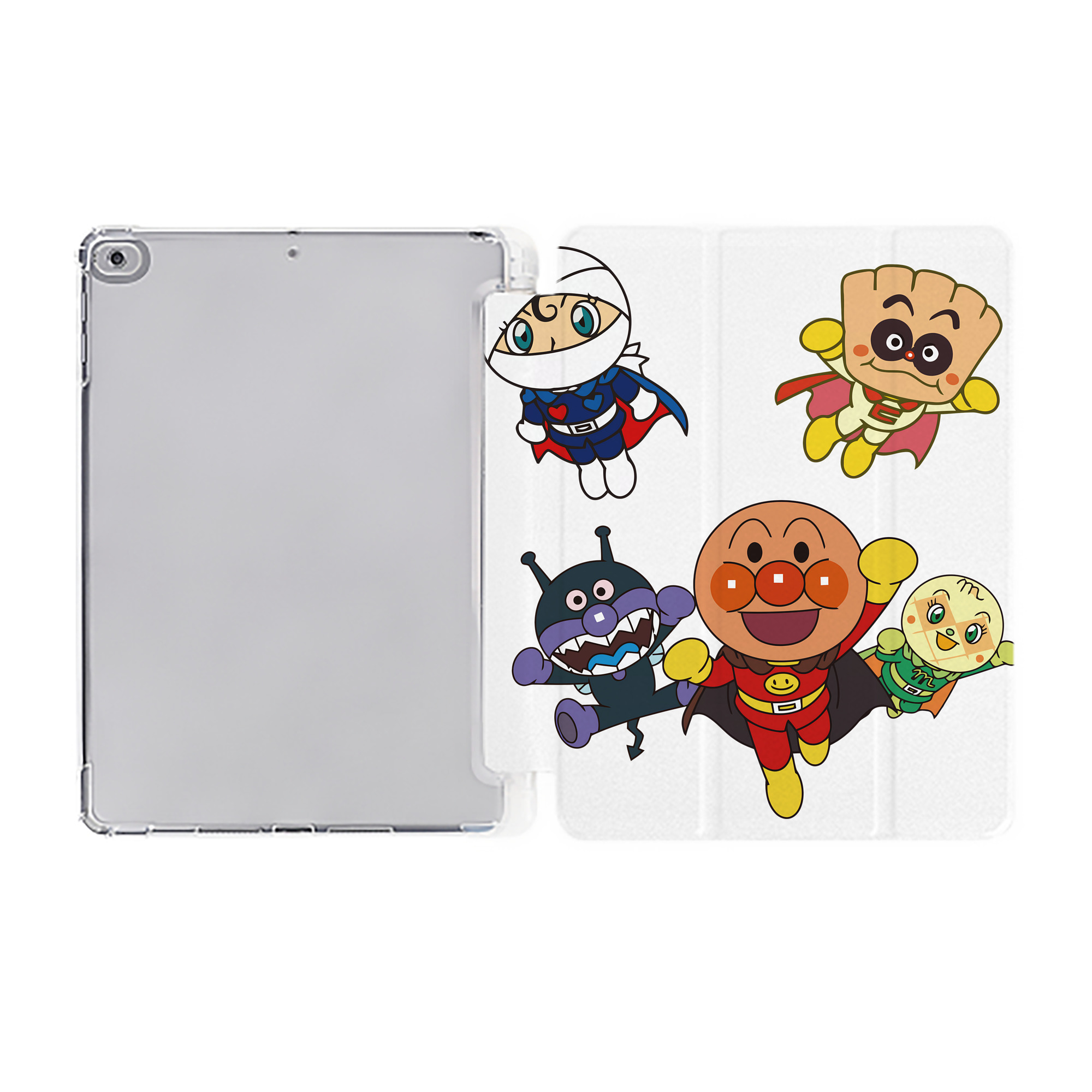 （画像用） アンパンマン Anpanman IPad ケース ペン収納付き 三つ折りスタンド PUレザー×シリコン 対応機種9.5/10.5/10.9インチ